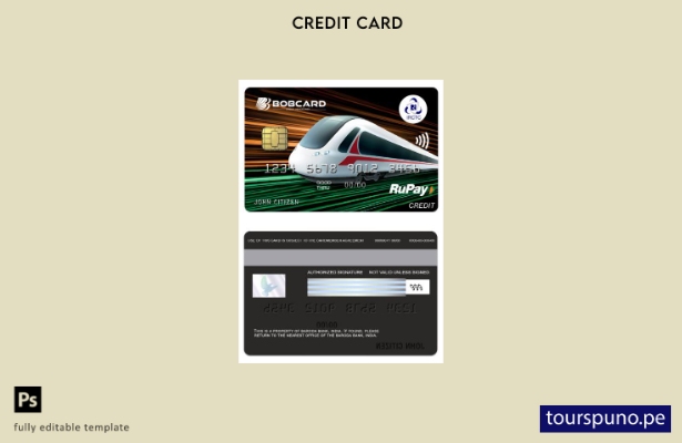 listo para imprimir India Plantilla de tarjeta de crédito Baroda Bank Bobcard IR