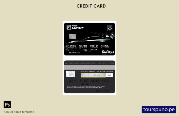 listo para imprimir Plantilla de tarjeta de crédito IDFC First Power Plus RuPay
