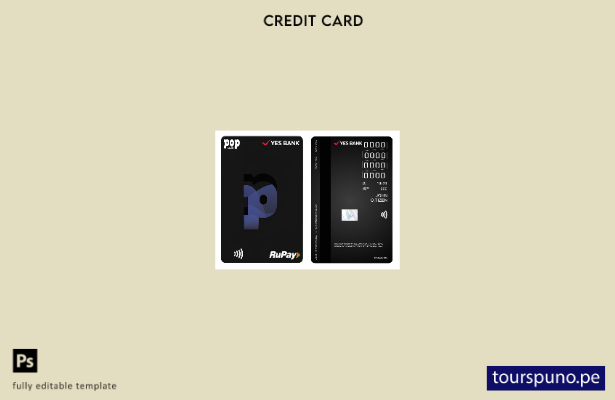 listo para imprimir Plantilla de tarjeta de crédito vertical India YES Bank POP