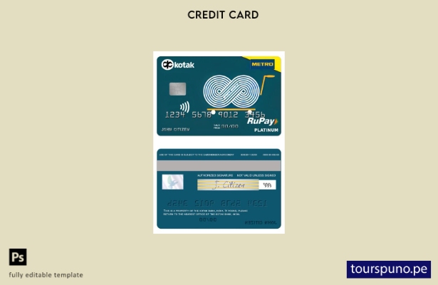 listo para imprimir Plantilla de tarjeta platino India Kotak Bank Metro Cash & C