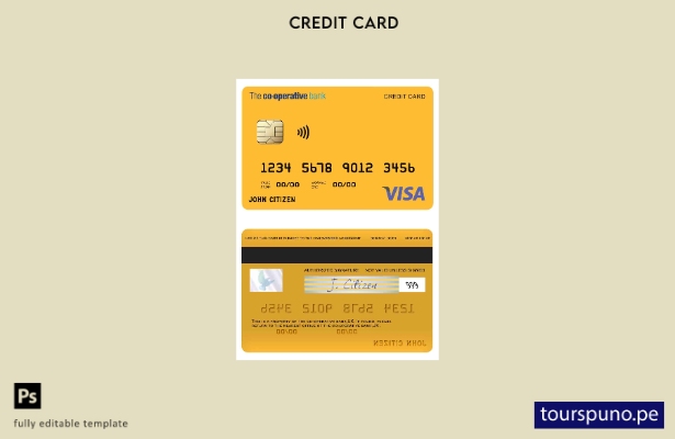 listo para imprimir Reino Unido La plantilla de tarjeta visa del banco cooperati
