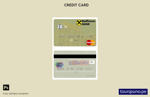 listo para imprimir Serbia Raiffeisen banka a.d. Plantilla de Mastercard de Beog