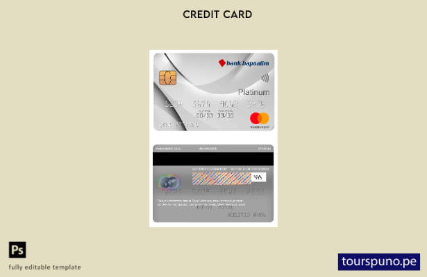 listo para imprimir la plantilla de mastercard del banco Israel Bank Hapoalim