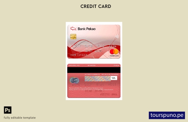 listo para imprimir plantilla de mastercard del banco Polonia Bank Pekao S.A