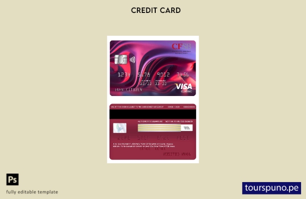 listo para imprimir plantilla de tarjeta clásica de visa bancaria CFSB de Nueva