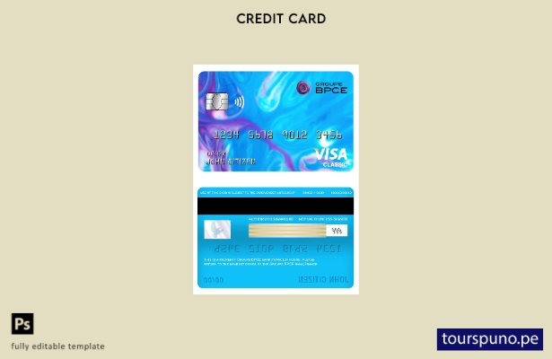 listo para imprimir plantilla de tarjeta clásica de visa bancaria France Groupe