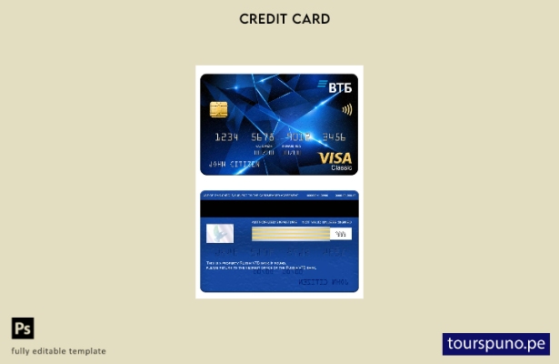 listo para imprimir plantilla de tarjeta clásica de visa bancaria VTB de Rusia