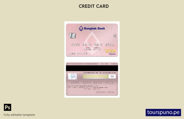 listo para imprimir plantilla de tarjeta clásica de visa bancaria de Tailandia B