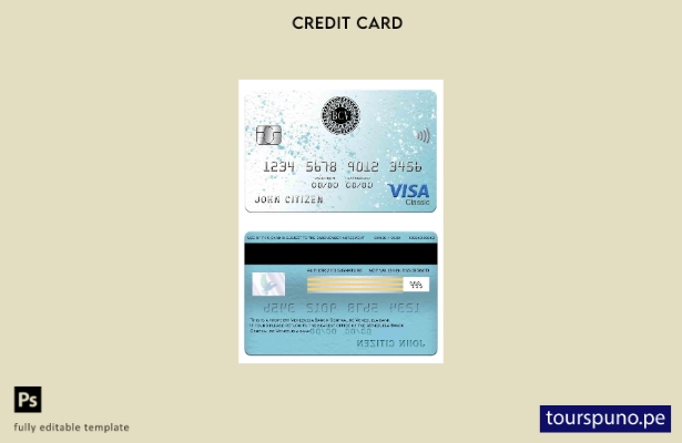 listo para imprimir plantilla de tarjeta clásica de visa bancaria del Banco Cent
