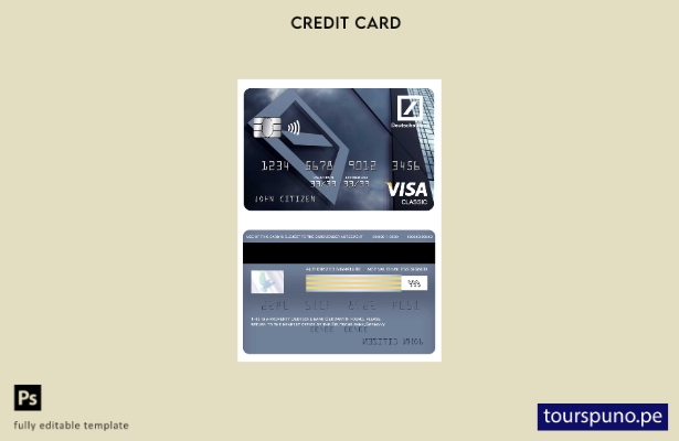 listo para imprimir plantilla de tarjeta clásica visa Deutsche Bank de Alemania