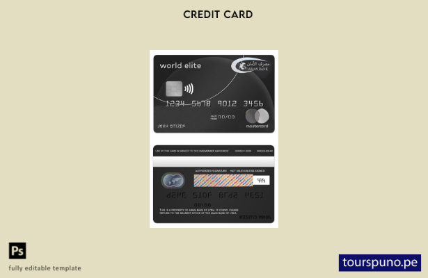 listo para imprimir plantilla de tarjeta de élite mundial mastercard de Libia Am