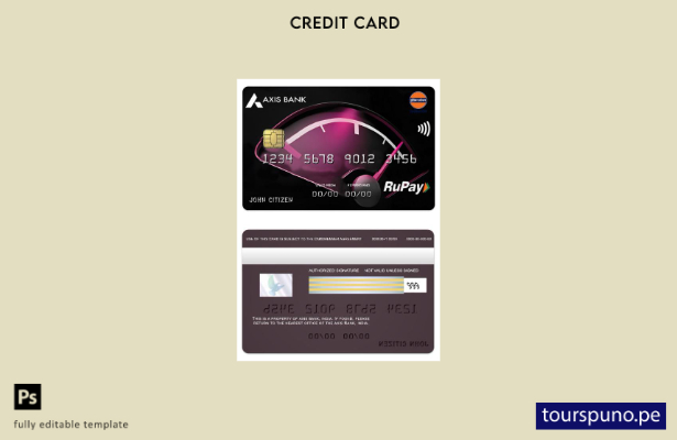 listo para imprimir plantilla de tarjeta de crédito RuPay IOCL de India Axis Ban