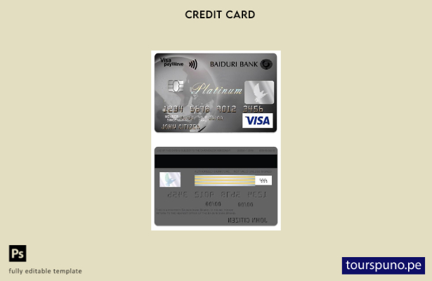 listo para imprimir plantilla de tarjeta de crédito Visa Platinum de Brunei Ba 1