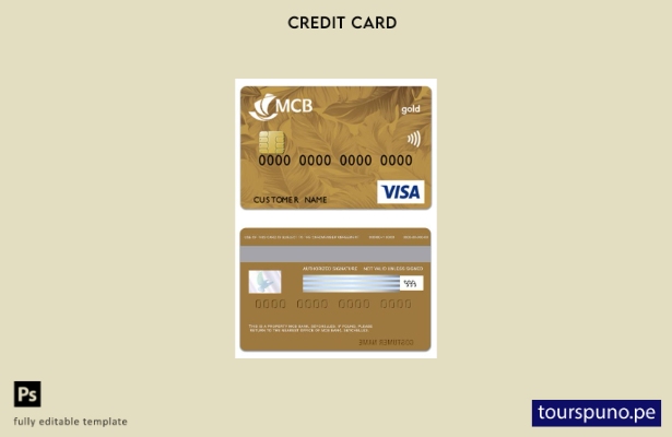 listo para imprimir plantilla de tarjeta de crédito dorada visa Seychelles MCB B
