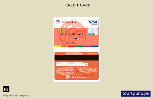 listo para imprimir plantilla de tarjeta de crédito electrónica Visa Procredit B
