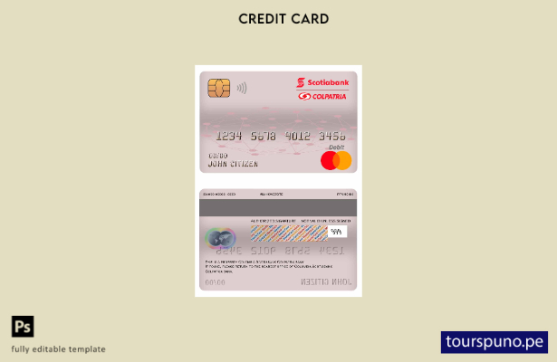 listo para imprimir plantilla de tarjeta de débito maestra del banco Colombia Sc