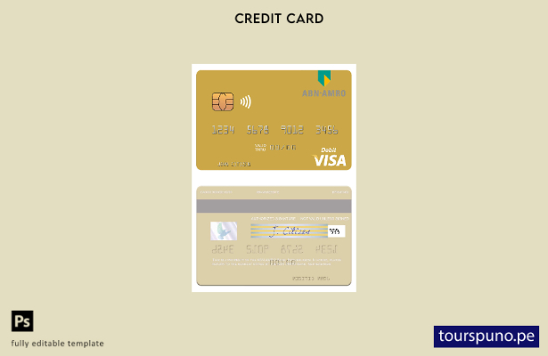 listo para imprimir plantilla de tarjeta de débito visa ABN AMRO Bank de Países