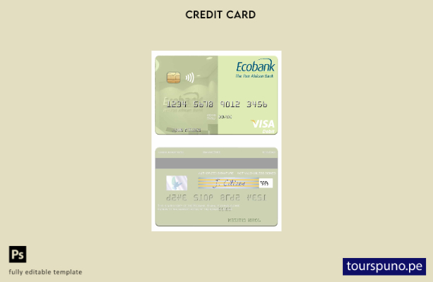 listo para imprimir plantilla de tarjeta de débito visa Ghana Ecobank Ghana