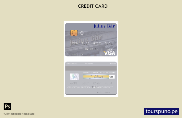 listo para imprimir plantilla de tarjeta de débito visa Julius Baer Group AG de
