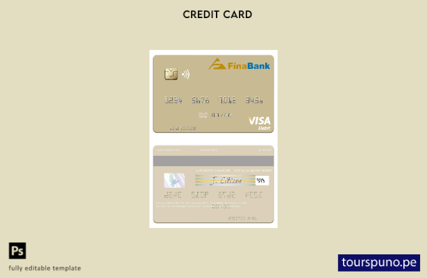 listo para imprimir plantilla de tarjeta de débito visa Surinam Finabank N.V.