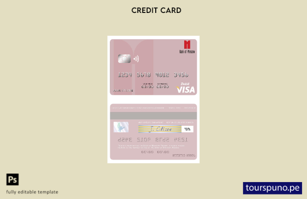 listo para imprimir plantilla de tarjeta de débito visa del Banco de Moscú de Ru