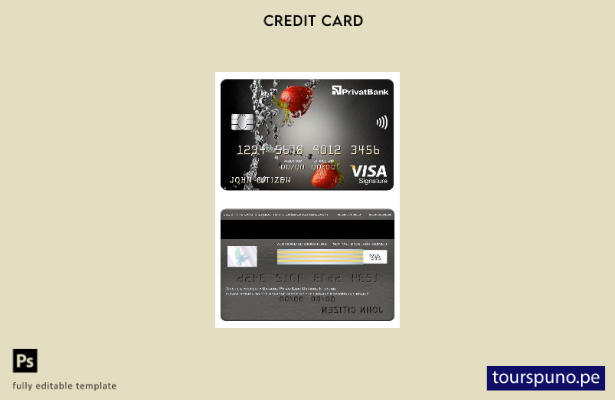 listo para imprimir plantilla de tarjeta de firma de visa PrivatBank de Ucrania