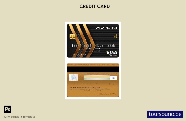 listo para imprimir plantilla de tarjeta de firma de visa bancaria Nordnet AB de
