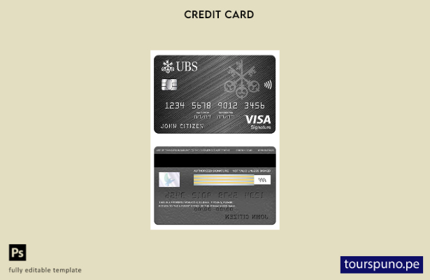 listo para imprimir plantilla de tarjeta de firma de visa bancaria UBS de Mónaco