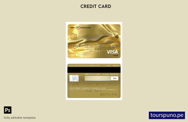listo para imprimir plantilla de tarjeta dorada de visa bancaria de Rumania Banc