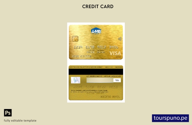 listo para imprimir plantilla de tarjeta dorada de visa de banco hipotecario de