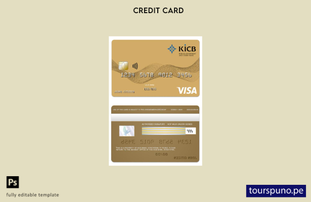 listo para imprimir plantilla de tarjeta dorada visa KICB Bank de Kirguistán