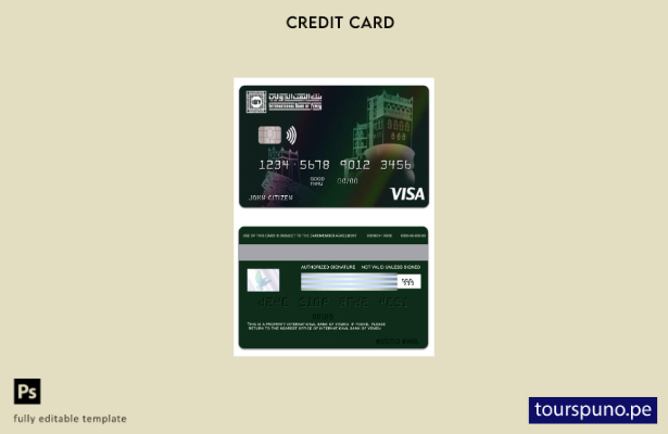 listo para imprimir plantilla de tarjeta electrónica de visa del Banco Internaci