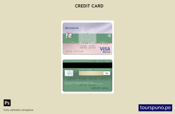 listo para imprimir plantilla de tarjeta electrónica visa Halkbank de Turkmenist