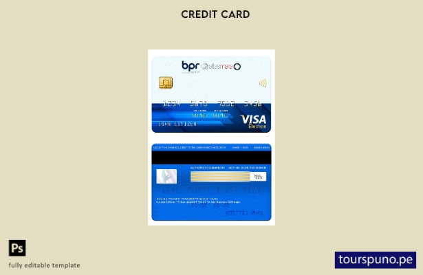 listo para imprimir plantilla de tarjeta electrónica visa bancaria BPR de Ruanda