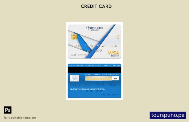 listo para imprimir plantilla de tarjeta electrónica visa bancaria Pareto de Nor