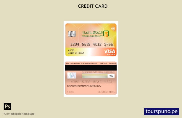 listo para imprimir plantilla de tarjeta electrónica visa del banco nacional de