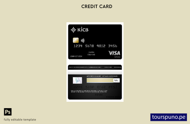 listo para imprimir plantilla de tarjeta infinita de visa KICB Bank de Kirguistá