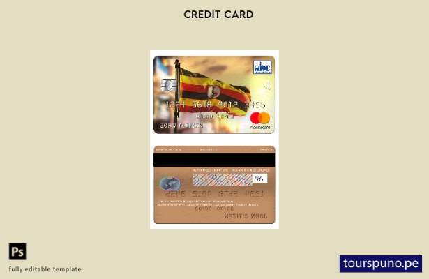listo para imprimir plantilla de tarjeta mastercard del Banco ABC de Uganda de U