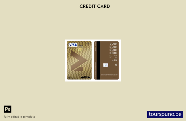 listo para imprimir plantilla de tarjeta vertical de crédito dorado visa Moza Ba