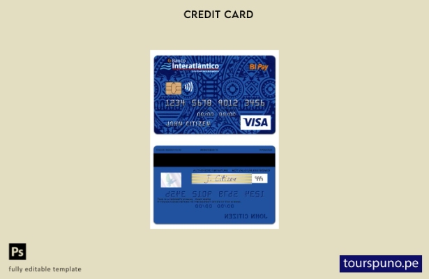 listo para imprimir plantilla de tarjeta visa BI Pay del banco Cabo Verde Banco