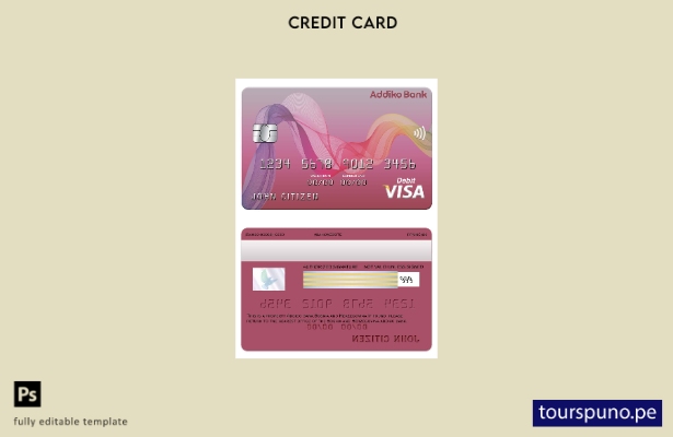 listo para imprimir plantilla de tarjeta visa bancaria Addiko de Bosnia y Herzeg