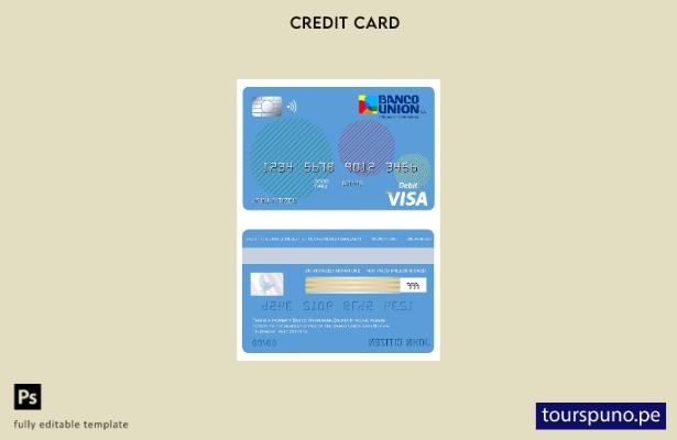 listo para imprimir plantilla de tarjeta visa bancaria de Bolivia Banco Union