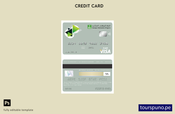 listo para imprimir plantilla de tarjeta visa bancaria del Banque Nationale d’Al