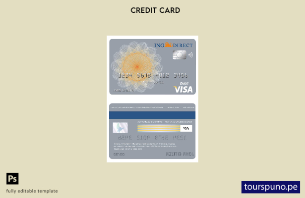 listo para imprimir plantilla de tarjeta visa bancaria directa ING de Australia