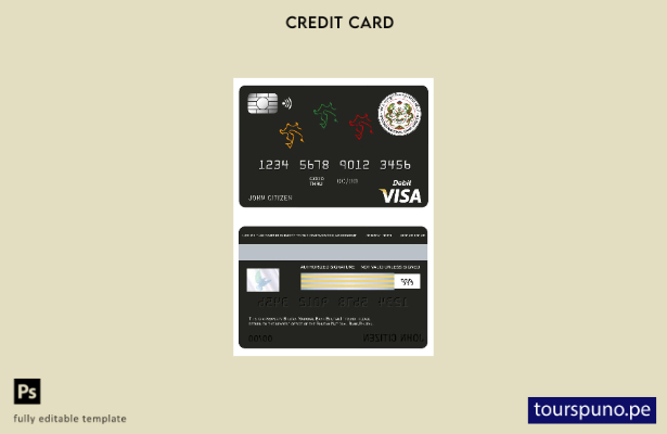 listo para imprimir plantilla de tarjeta visa de Bután del Banco Nacional de But