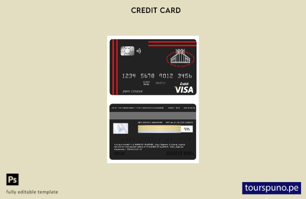 listo para imprimir plantilla de tarjeta visa del Banco de Albania
