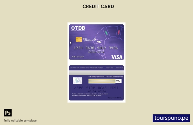 listo para imprimir plantilla de tarjeta visa payWave de Mongolia TDB Bank