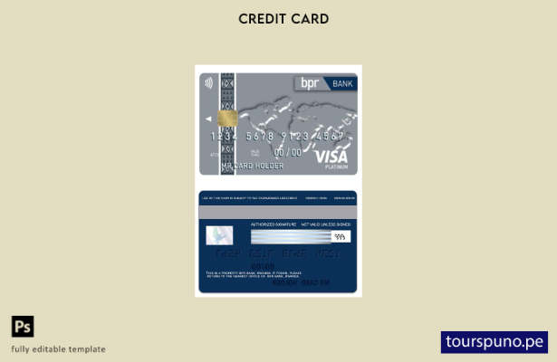 listo para imprimir plantilla de tarjeta visa platino de Ruanda BPR Bank