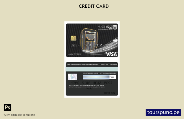 listo para imprimir plantilla de tarjeta visa platino del Banco Nacional de Egip