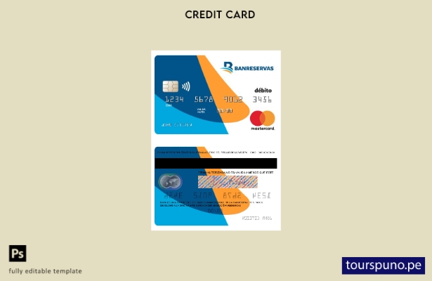 listo para imprimir plantilla mastercard de débito bancario Banreservas Repúblic